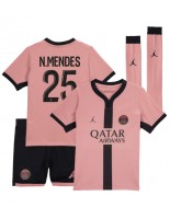 Paris Saint-Germain Nuno Mendes #25 Tredjedraktsett Barn 2024-25 Korte ermer (+ bukser)